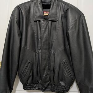 Vintage  Phase 2 Leather Black Bomber Jacket